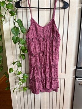 love, Fire Mauve Lace Camisole Tank Top